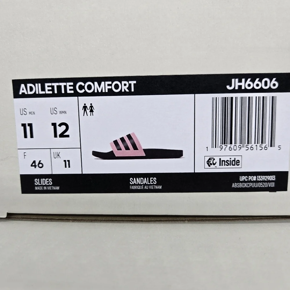 New adidas Adilette Comfort Slides True Pink Core Black Men's Shoes Size 11